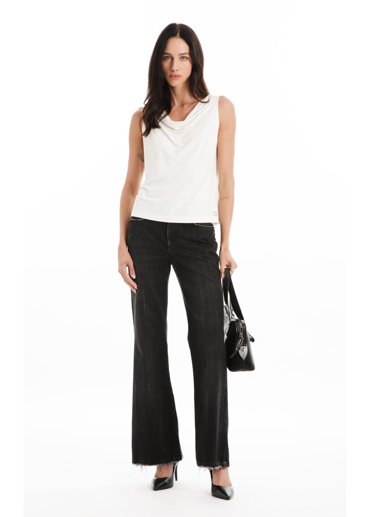 Viscolycra Twisted Degage Sleeveless Off White