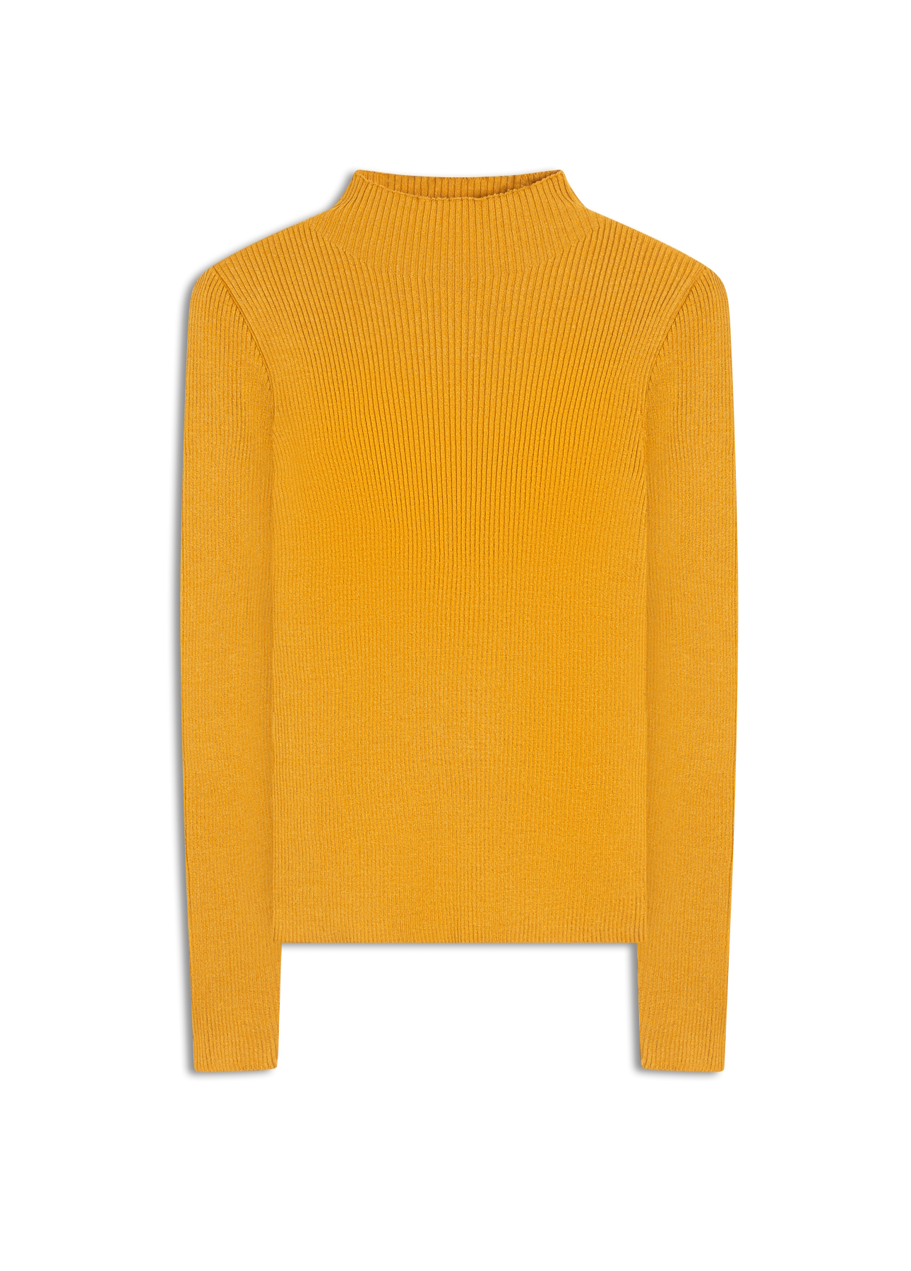 Viscose Ribbed Knit Turtleneck Mostarda