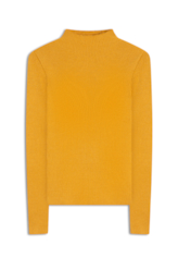 Viscose Ribbed Knit Turtleneck Mostarda