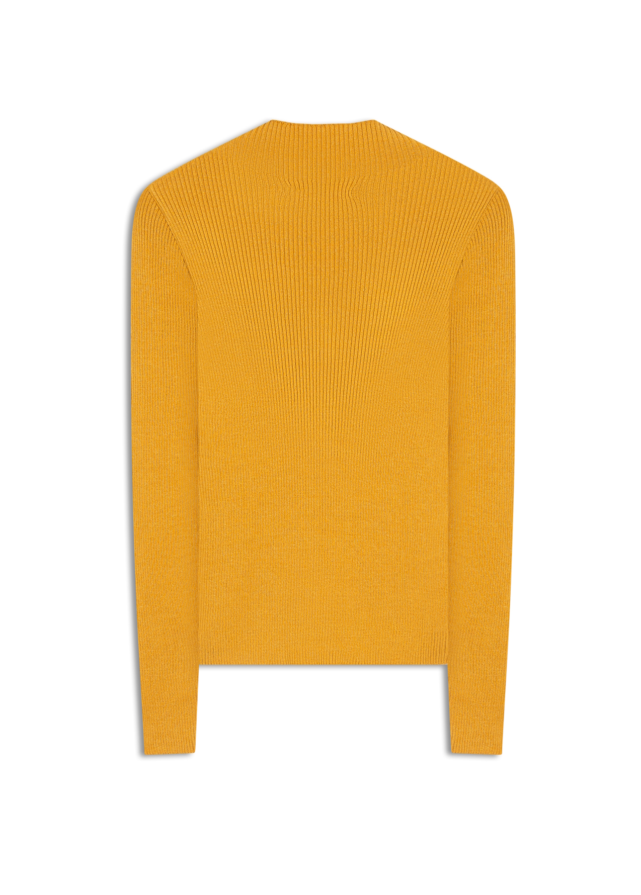 Viscose Ribbed Knit Turtleneck Mostarda