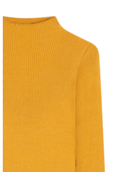 Viscose Ribbed Knit Turtleneck Mostarda