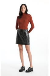 Viscose Ribbed Knit Turtleneck Whisky