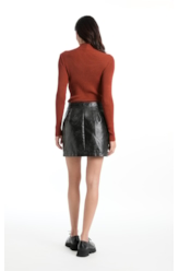 Viscose Ribbed Knit Turtleneck Whisky