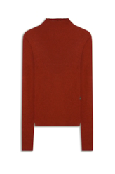 Viscose Ribbed Knit Turtleneck Whisky