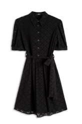 Voil de Viscose Chemise Midi Preto
