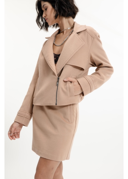 Wool Cashmere Cropped Jacket Bege