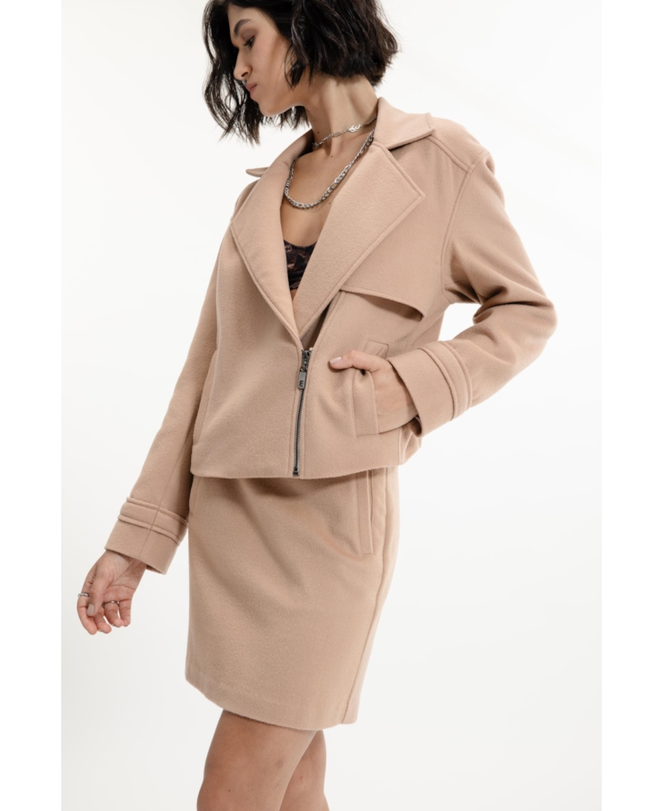 Wool Cashmere Cropped Jacket Bege
