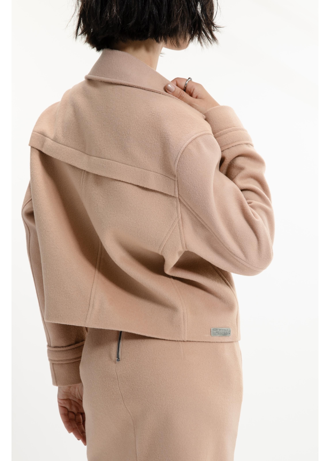 Wool Cashmere Cropped Jacket Bege