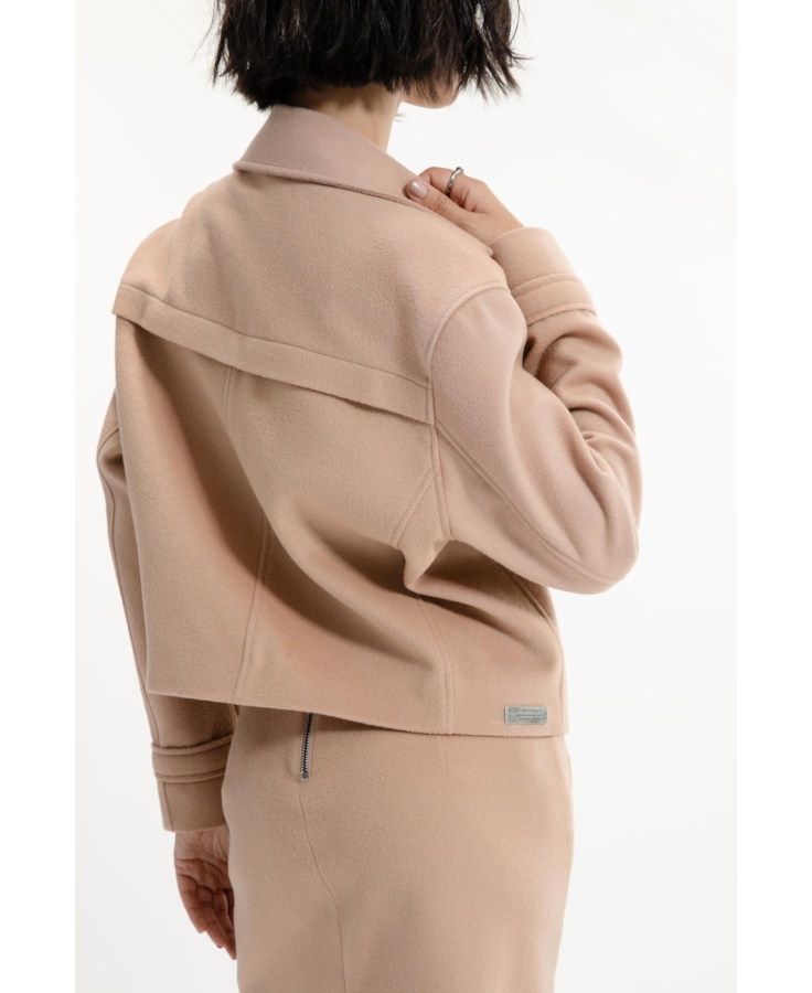 Wool Cashmere Cropped Jacket Bege