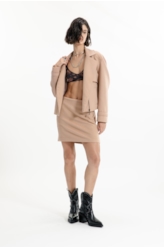 Wool Cashmere Cropped Jacket Bege