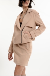 Wool Cashmere Cropped Jacket Bege