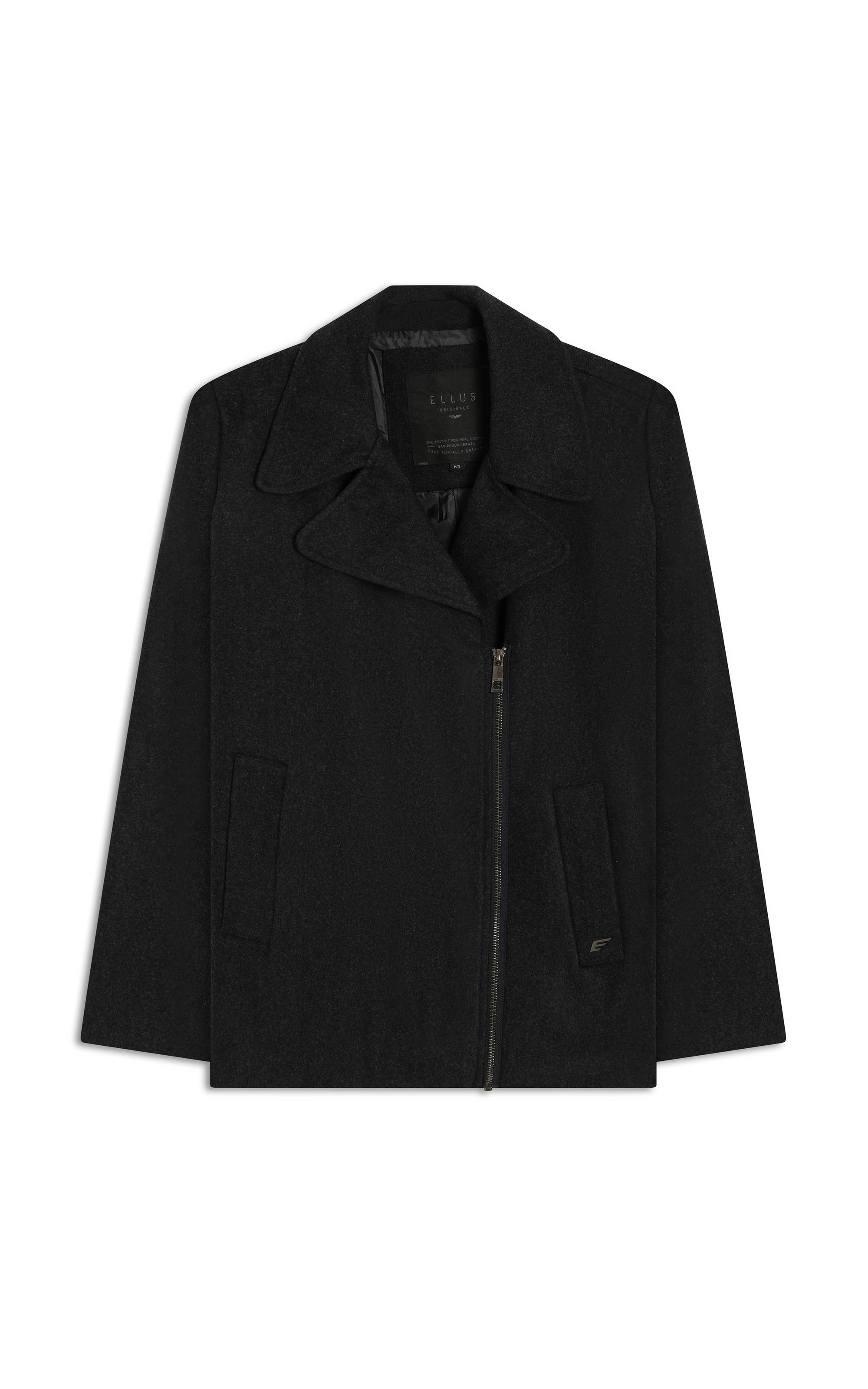 Wool Coat Ziper Chumbo Mescla
