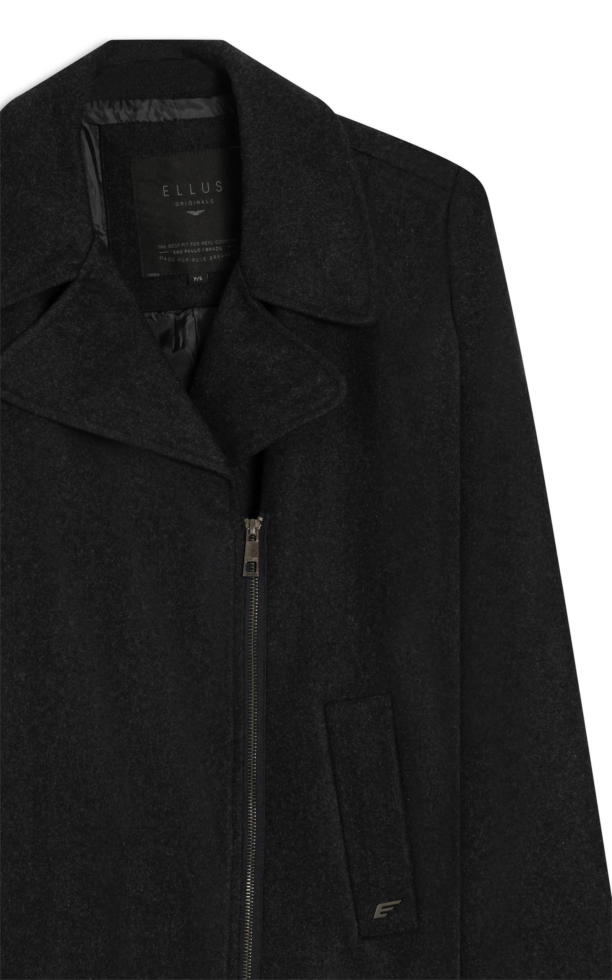 Wool Coat Ziper Chumbo Mescla