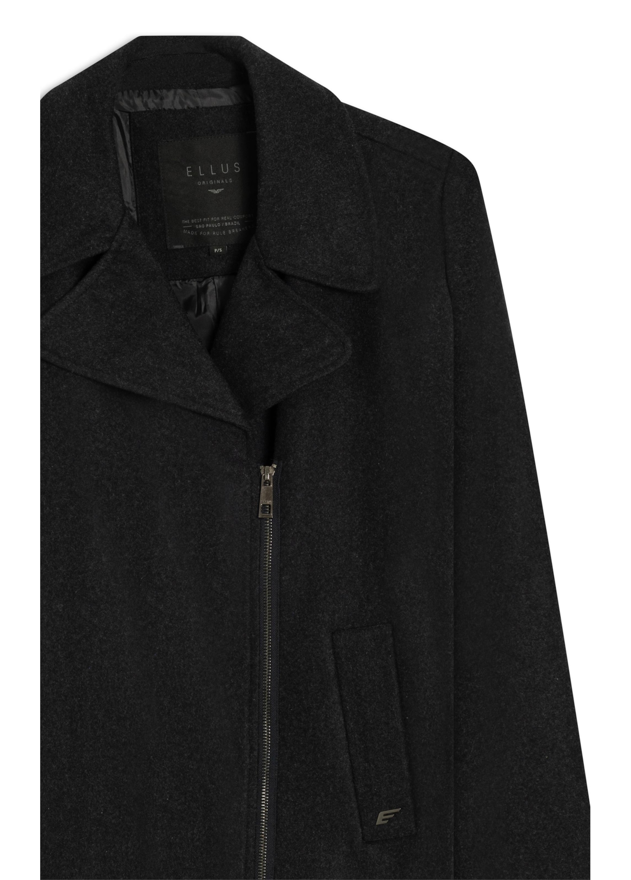 Wool Coat Ziper Chumbo Mescla