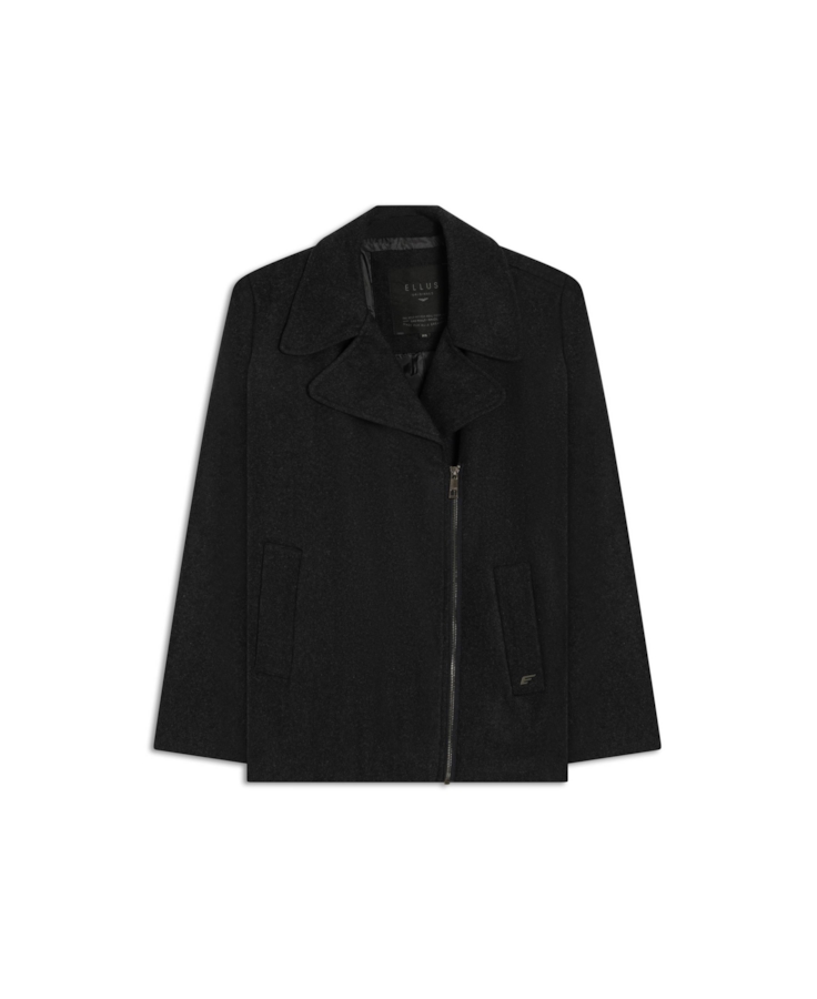 Wool Coat Ziper Chumbo Mescla